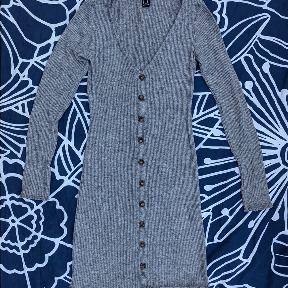 Heather grey longsleeve ribbed bodycon mini dress by Forever 21, size small